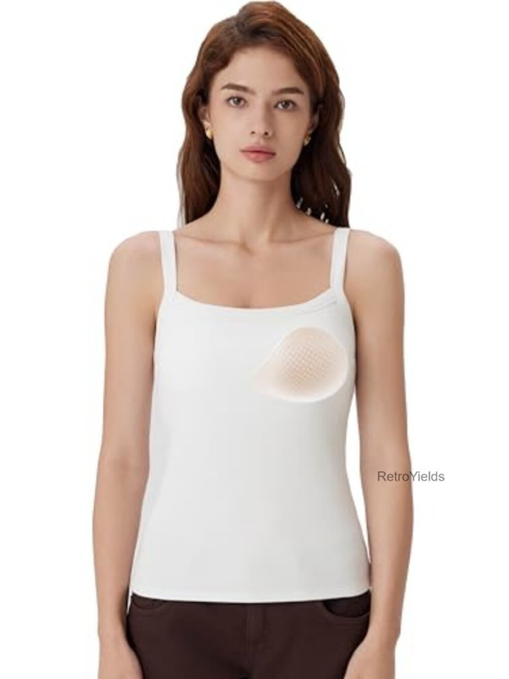 Cotton Rib Padded Square Neck Camisole Tank Top Sleeveless Y2K